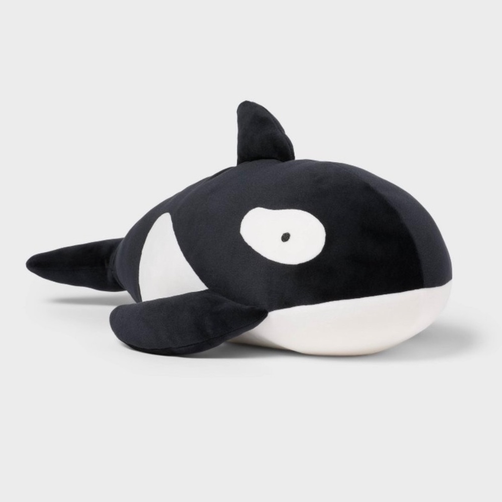 Pillowfort Orca Weighted Plush Throw Pillow Black/White